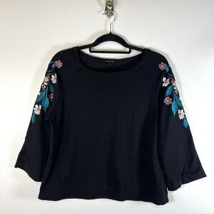 MASSIMO DUTTI Embroidered Floral blouse whimsigoth fairy grunge Women's Sz Large